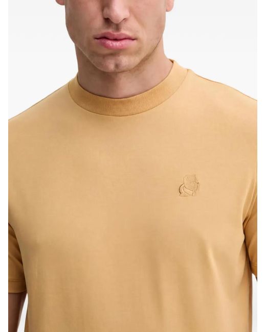 Karl Lagerfeld White Logo-Embroidered Crew-Neck T-Shirt for men