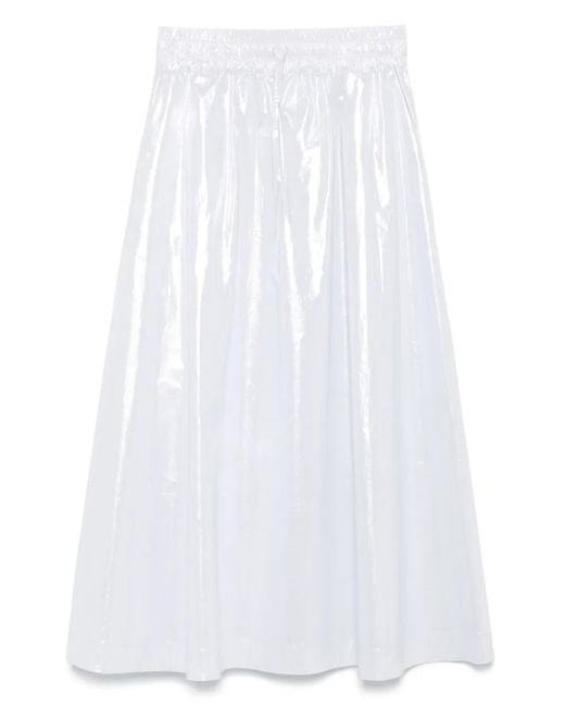 D.exterior White A-Line Midi Skirt