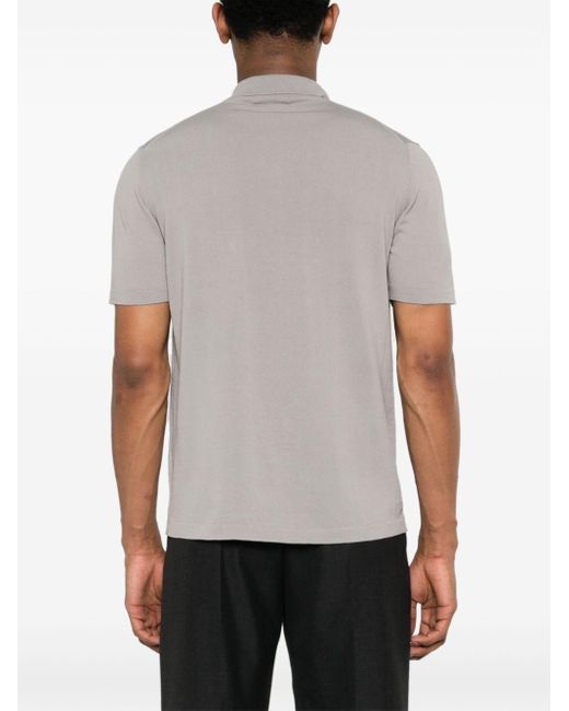 Roberto Collina Gray Fine-knit Polo Shirt for men
