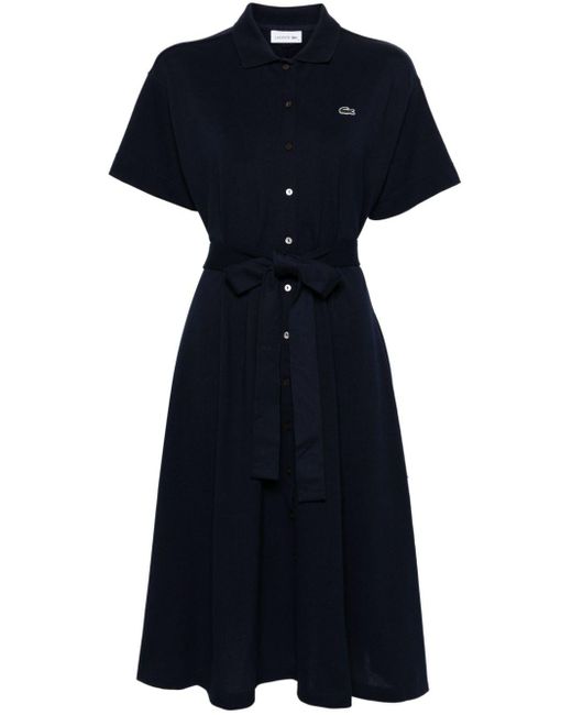 Crocodile-patch belted shirtdress di Lacoste in Blue
