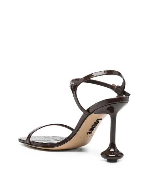 Loewe White Crocodile-Effect Heeled Sandals