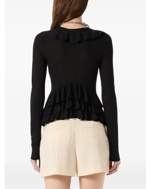 Blumarine Black Ruffled Cardigan
