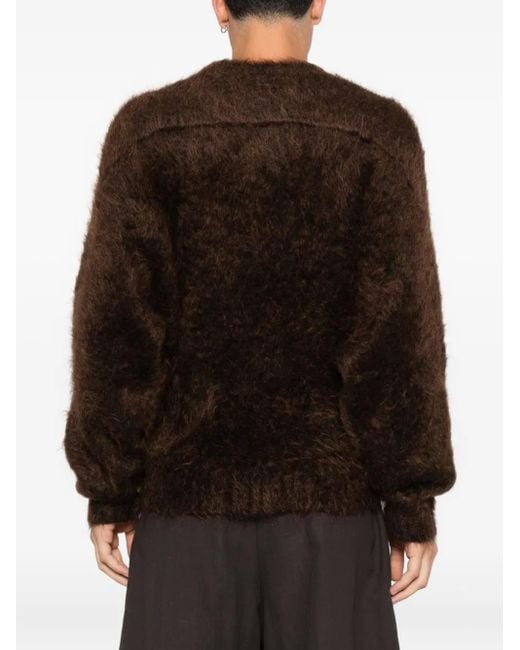 Mugler Pluizige Trui Met Ronde Hals in het Black voor heren