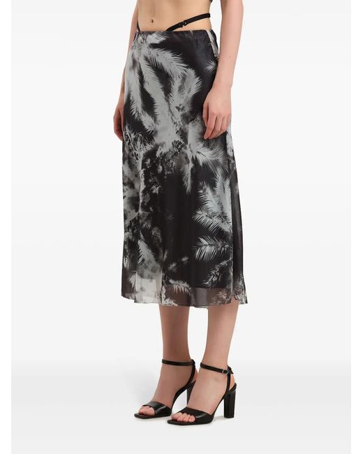 Palm Angels Gray Blueprint Midi Skirt