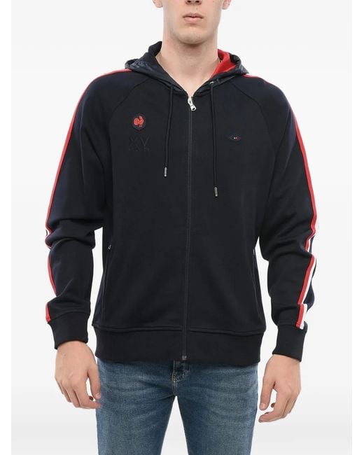 Eden Park Blue Logo-Embroidered Zip-Up Hoodie for men