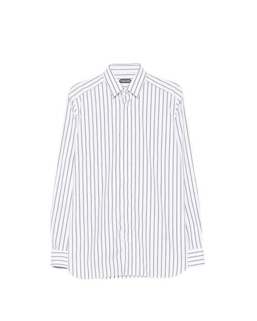 Tom Ford Gestreept Overhemd in het White voor heren