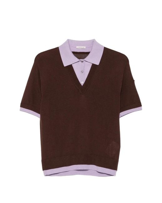 Moncler Brown Layered-Effect Buttoned Polo Shirt