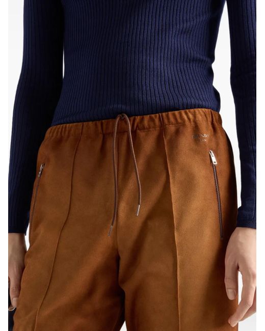 Prada Brown Suede Joggers for men