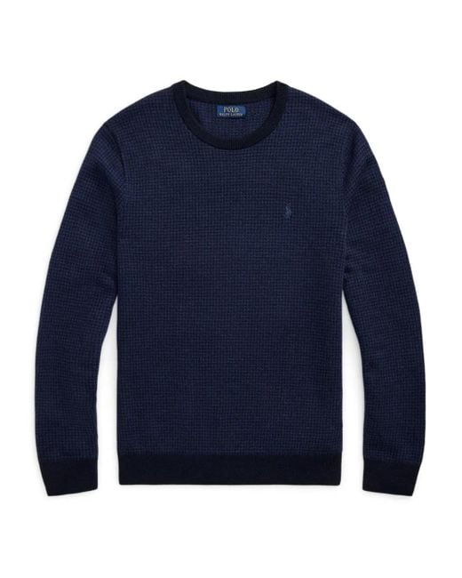 Polo Ralph Lauren Blue Crew-Neck Wool Sweater for men