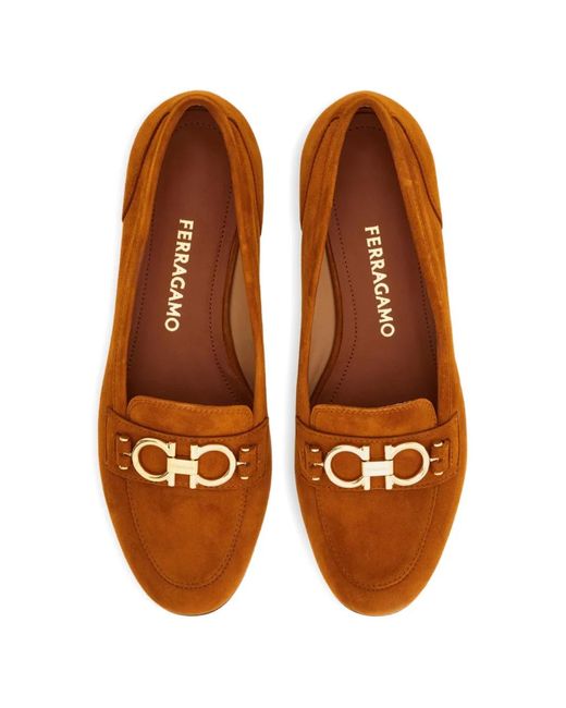Ferragamo Brown Gancini Ornament Moccasins