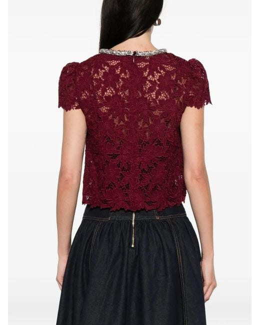 Self-Portrait Red Embellished Blouse