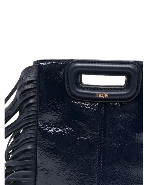 Maje Blue Naplak Leather M Mini Bag