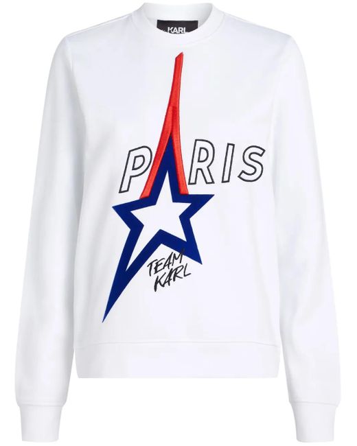 Karl Lagerfeld White Paris Organic-Cotton Sweatshirt