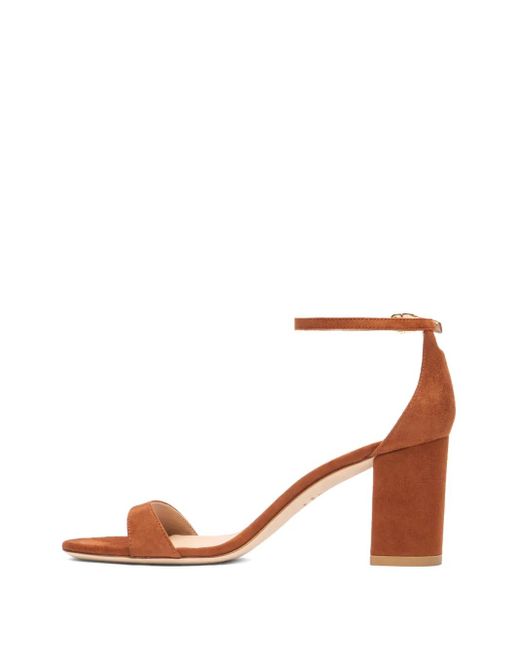Stuart Weitzman Brown Round-Toe Suede Heeled Pumps