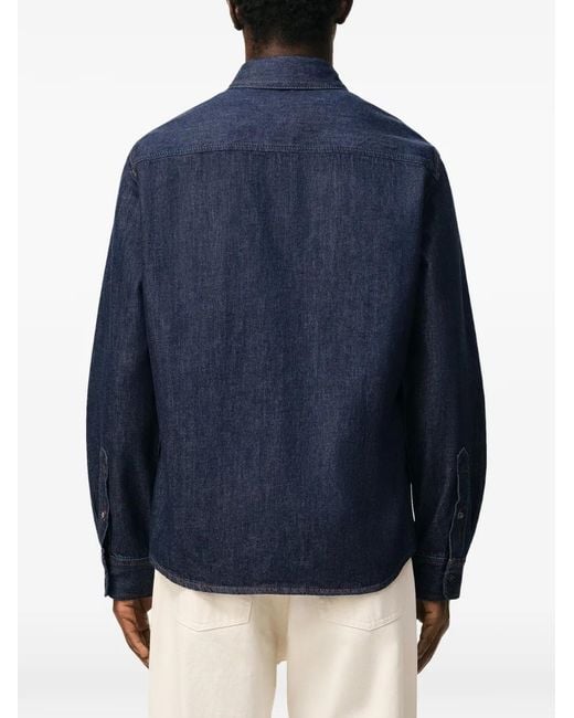 AMI Blue Ami De Coeur Embroidered Denim Shirt