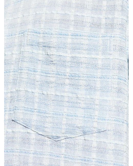 Samsøe & Samsøe Blue Checked-Pattern Chest-Pocket Shirt for men