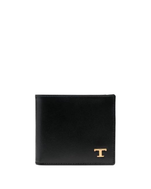 Tod's Black Leather Wallet With Logo for men