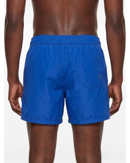 Moschino Blue Logo-Print Drawstring Swim Shorts for men