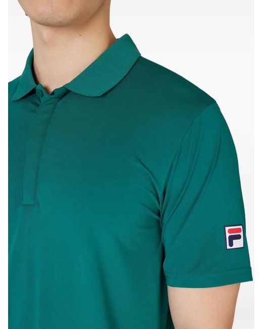 Fila Green Tennis Essentials Logo-Patch Polo Shirt for men