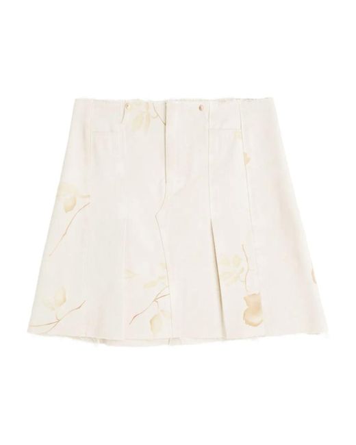 Our Legacy White Floral Print Pleated Mini Skirt