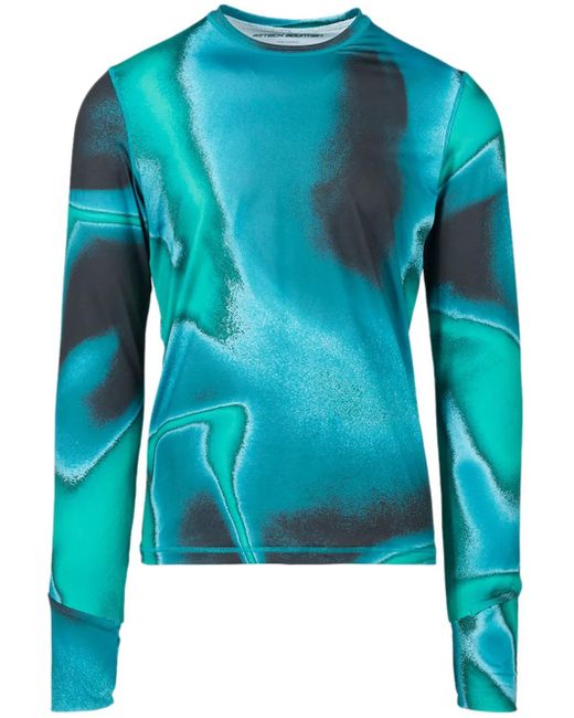 Aztech Mountain Blue Abstract-Pattern T-Shirt for men