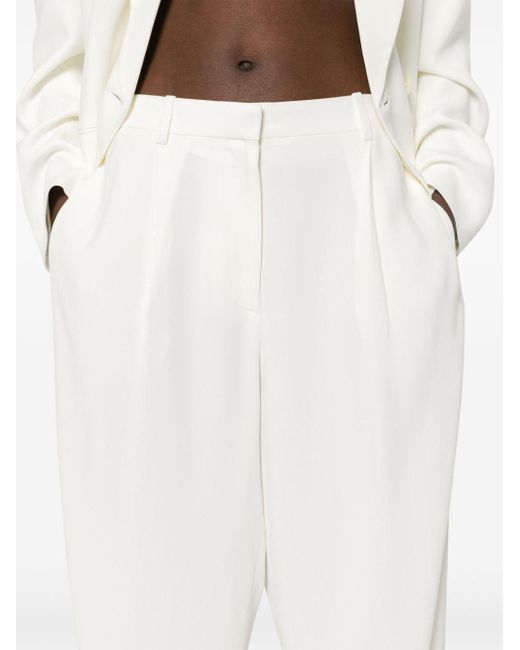 The Row White Tor Crepe Tapered Trousers
