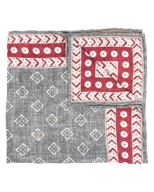 Brunello Cucinelli Gray Printed Pocket Neckerchief for men