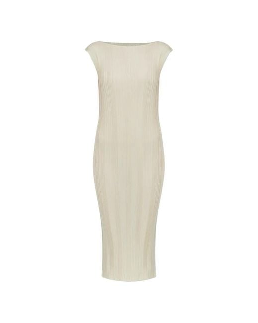 Issey Miyake White Sleeveless Pleated Dress