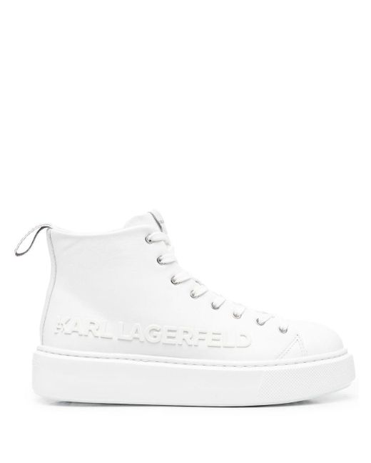 Karl Lagerfeld Debossed-logo Platform Sneakers in White | Lyst Australia