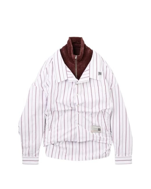 Maison Mihara Yasuhiro White Striped Long-Sleeve Sweatshirt
