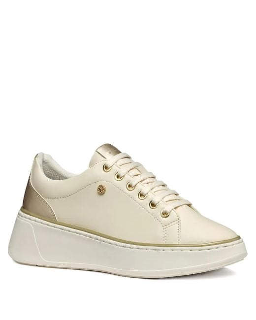 Geox White Sunnetty Lace-Up Platform Sneakers