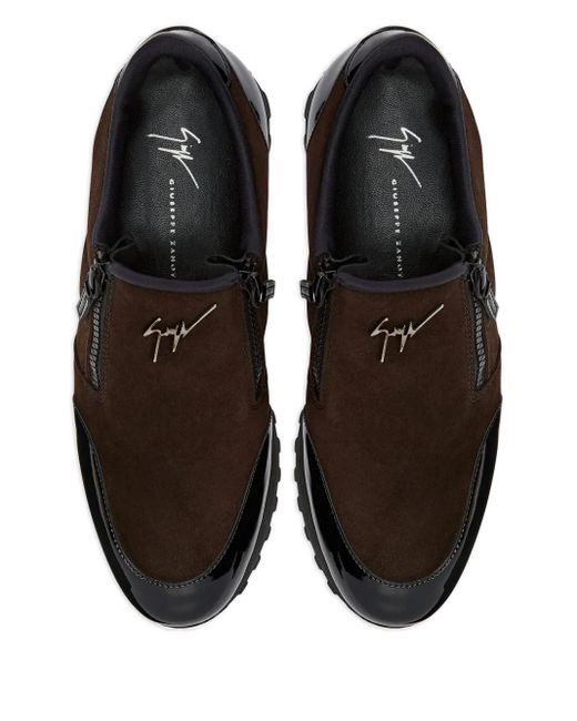 Giuseppe Zanotti Brown Ilde Run Double-Zip Low-Top Sneakers for men