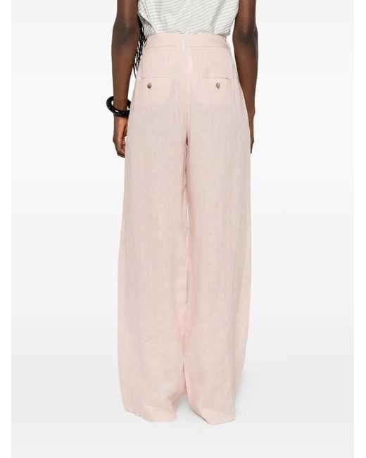 Marella Pink Pleated Linen Trousers