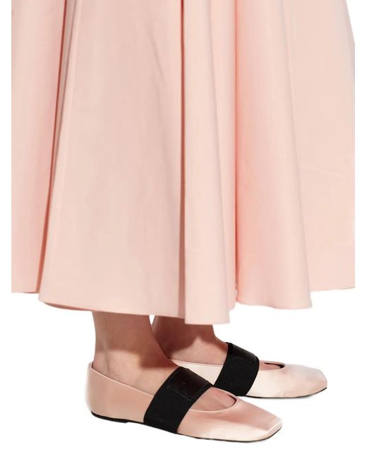 Givenchy White Logo-Patch Elasticated-Strap Ballet Flats