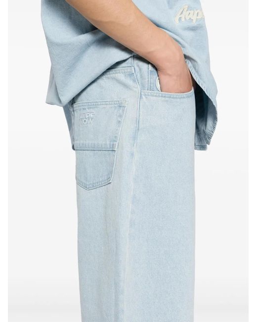 Aape By A Bathing Ape Blue Denim Shorts for men