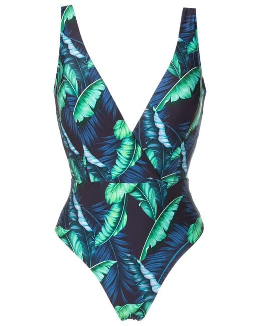 Maillot De Bain Evita À Imprimé Feuillage Lygia & Nanny en coloris Blue