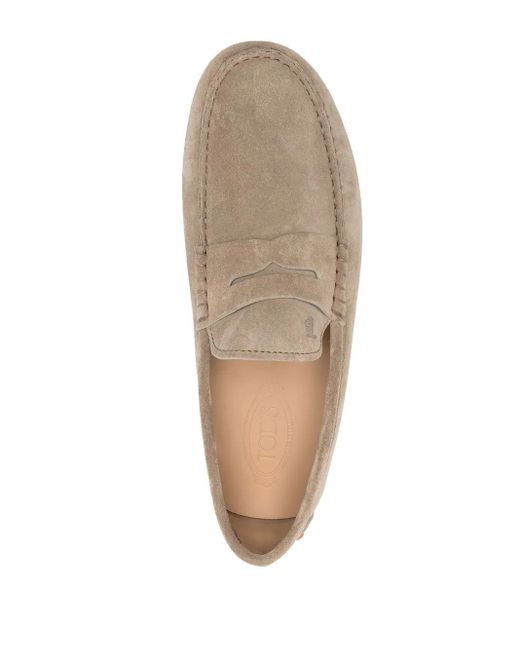 Tod's Natural Suede Penny Loafer Driving Shoes for men