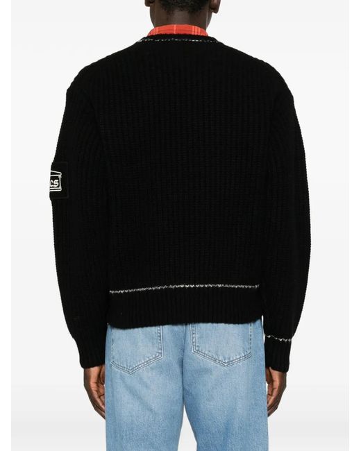 Aries Black Logo-Patch Long-Sleeve Sweater for men