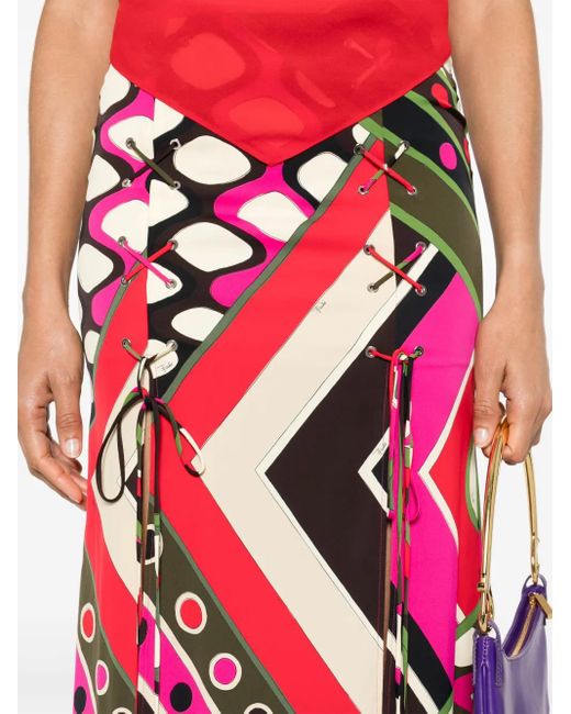 Emilio Pucci Vivara プリント マキシスカート Red
