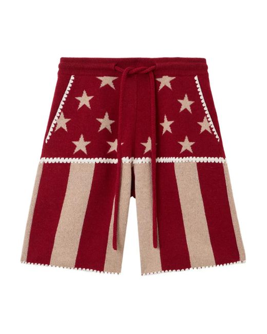 Palm Angels Red Stars And Stripes Shorts for men