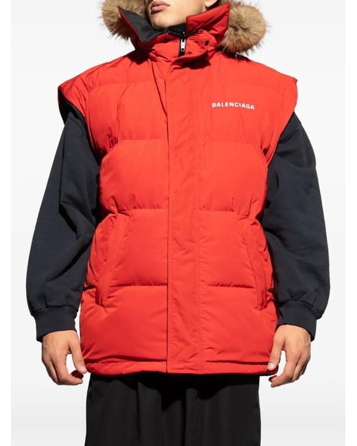 Balenciaga Black Fur-Trimmed Padded Jacket for men