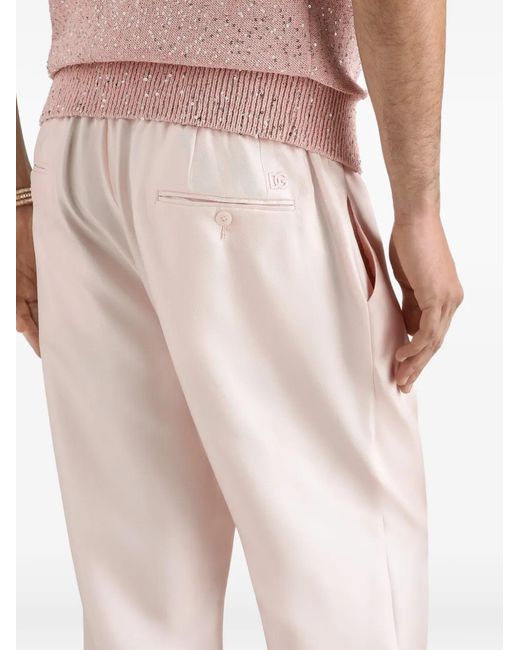 Dolce & Gabbana Pink Silk Twill Jogging Trousers for men