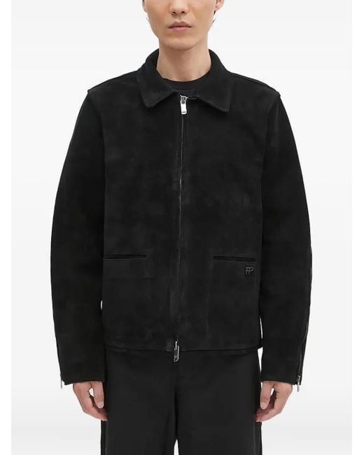 Filling Pieces Black Suede Zip-Front Jacket for men