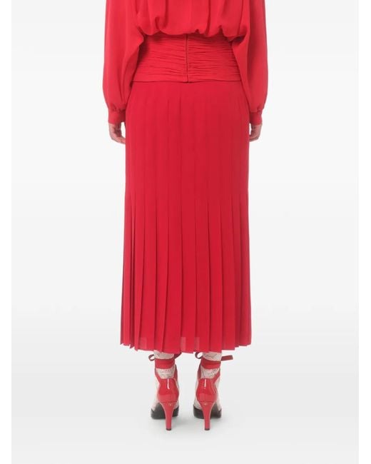 Valentino Garavani Red Georgette Midi Skirt
