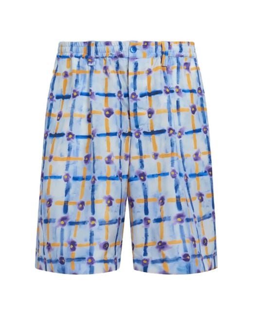 Marni Blue Patterned Tailored Shorts