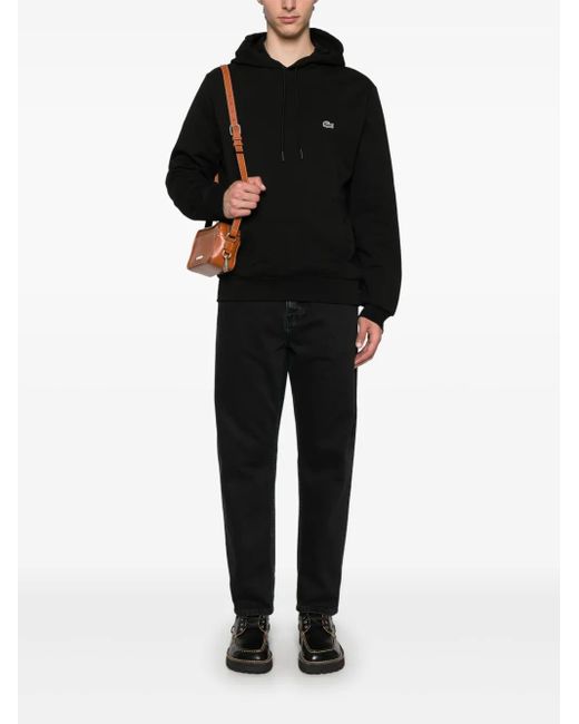 Lacoste Black Logo-Patch Hoodie for men