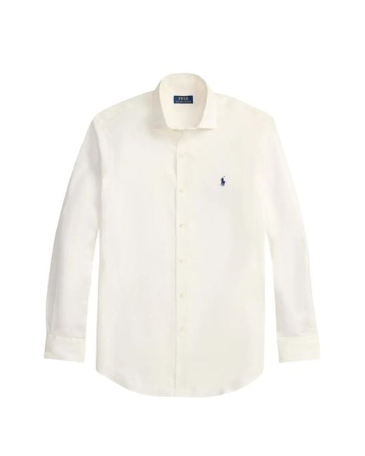 Polo Ralph Lauren White Polo Pony Long-Sleeved Shirt for men