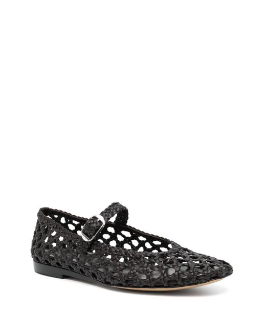 Le Monde Beryl Black Leather Ballerina Flats