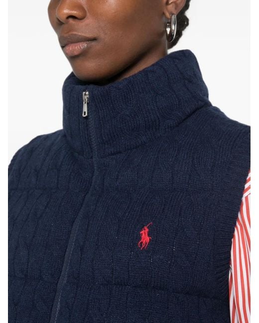 Polo Ralph Lauren Blue Cable-Knit Padded Gilet