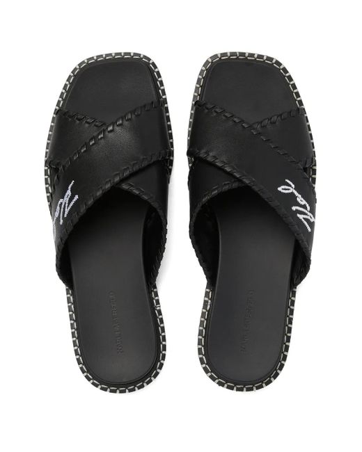 Karl Lagerfeld Black Lleo Whipstitch Sandals